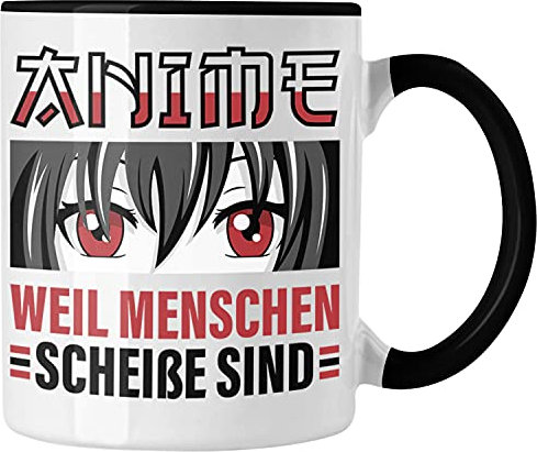 Trendation Anime Tasse Geschenk Spruch Kaffeetasse (Schwarz)