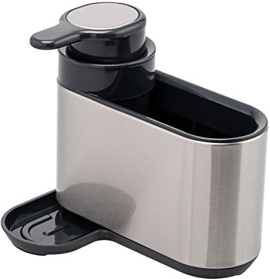 bremermann Organizador de fregadero con dispensador de detergente y soporte para esponja, acero inoxidable