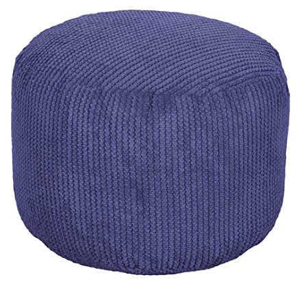 Loft 25 Runder Beanbag Fußhocker - Pouf 44 x 30 cm mit EPS-Perlen Füllung - Innenbereich Wohnzimmer Cord Pouf hocker, Gaming sitzpouf für Erwachsene, Leichter (Lila)