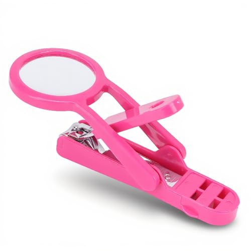 Magnifying Glass Nail Clipper, Accurate Trimming Nail Magnifier Scissors Reduce Eyestrain for Toenails(rose Red)