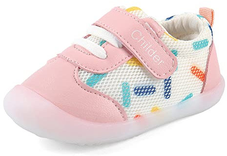 MASOCIO Zapatos Bebe Niña Primeros Pasos Bebé Zapatillas Deportivas Antideslizante Talla 21.5 Rosa (Talla Fabricante: CN 18)
