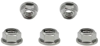 RISON Titanium Mutter Titan Flansch Vollmetall Kontermutter M5x0.8mm Titan Kettenradmutter GR5 Sicherungsmutter Titanlegierungurfarbe 6AL4V Titanflansch-Sicherungsmutter 5 Stück