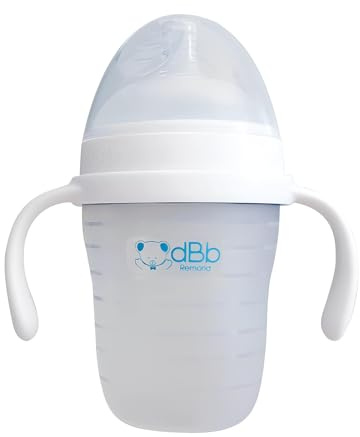 dBb Remond Biberon L.O -Large Ouverture- 240 ml en Silicone avec Capuchon - Résistant aux Chocs – Tétine N.N Nouveau-Né - Tétine Anti-Coliques - Biberon Bébé dès la Naissance – Sans BPA