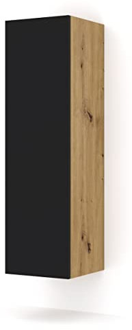 BIM Furniture Wandschrank Duo 120 cm Hängeschrank Regale Schrank Artisan Eiche Schwarze Matte, DUO_CABINET_120_DA, 35x34.6x120 cm