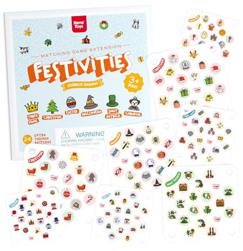 Nene Toys Marienkäfer-Gedächtnisspiel-Erweiterung mit 24 extra Festtagsmustern - Karten-Set für Kinder ab 3 Jahren - Sammlung von Weihnachten, DREI Könige, Ostern, Halloween, Karneval