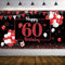 60. Geburtstagsfeier Dekorationen Banner Hintergrund Extra Große Rot Schwarz Stoff Schild Poster Geburtstagsfeier Banner für Deko 60 Geburtstag Frau Mann