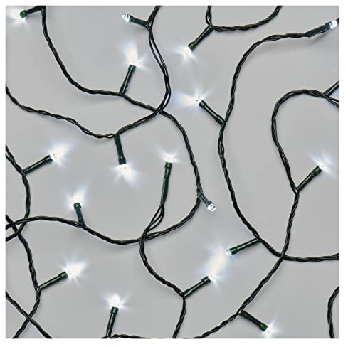 EMOS LED-Lichterkette kaltweiß für Innen und Außen, 12m lange IP44 Weihnachtslichterkette mit 120 LEDs + 5m Zuleitung und Netzteil, 8 multifunktionale Lichtmodi, für Party, Weihnachten, Deko