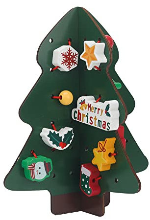 Surakey Jouets Montessori pour Bébés, Jouet D'Eveil en Bois, Arbre de Noël en Bois, Multifonctionnel Éducatif avec Noël Perles Puzzle Jouet Éducatif, Cadeau pour Enfants Garçons Filles 1-3 Ans