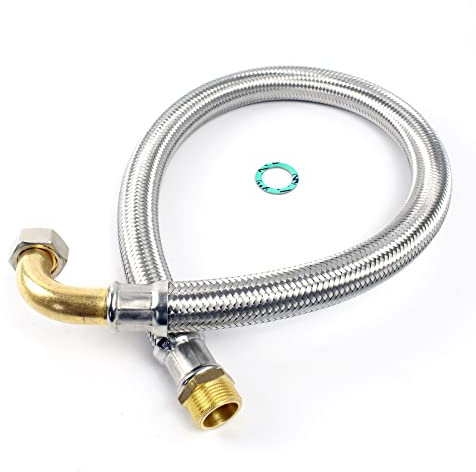 XPOtool Flexschlauch 800 mm Länge, Innendurchmesser DN25, 1 Überwurfmutter mit Bogen (30,29 mm), 1 AG (33,25 mm), Panzerschlauch Edelstahl EPDM