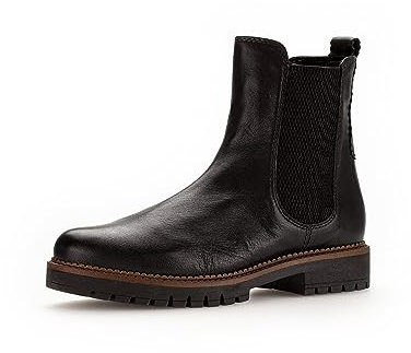 Gabor Damen Chelsea Boots, Frauen Stiefeletten,Wechselfußbett,Komfortable Mehrweite (H),Winterschuhe,Stiefel,schw.(S.s/c/Flau),37.5 EU / 4.5 UK