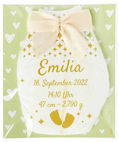 goldprintz I personalisierte Windel im Doppelpack I 2 Stück für 1 Preis I Geburtsdaten eures Babys I zur Geburt oder Taufe für Mädchen I individuelles Geschenk und Erinnerung
