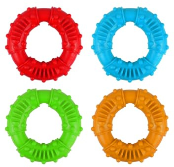 HENBRANDT Single Dog Ring Chew Toy 13cm Durable Rubber Teething Ring for Dogs 4 Assorted Colours Chewy Ring Toy for Dental Health Stress Relief and Oral Stimulation Dog Toys and Accessories