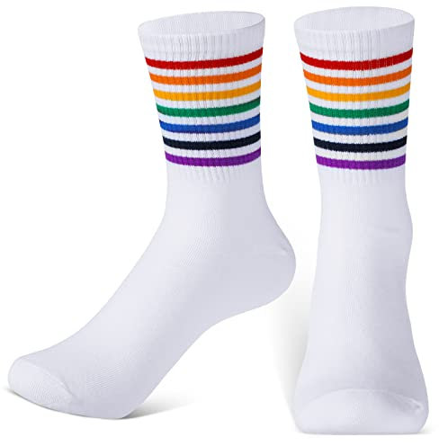 Neer Socken mit Regenbogen Muster Baumwolle LGBT Sportsocken Unisex Gestreifte Bunte LGBTQ Stolz