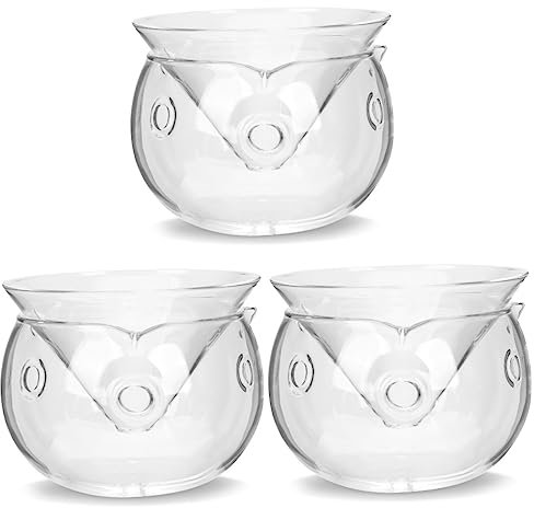 UPKOCH 3 Sets Dry Ice Salad Bowls, Clear Glass Containers with Ice Chamber, Decorative Triangle Bowls for Fruit, Shrimp, and Vegetable Serving, 170ml