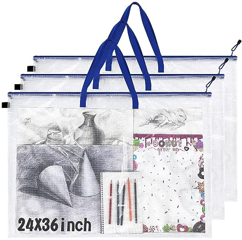 Cunno 3 Stück Kunst-Portfolio-Tasche, 61 x 91,4 cm, große Poster, Aufbewahrungstasche, Portfolio-Taschen mit Reißverschluss und Griff, Kunst-Organizer, Portfolio-Ordner für Kunst, Portfolio-Tasche für