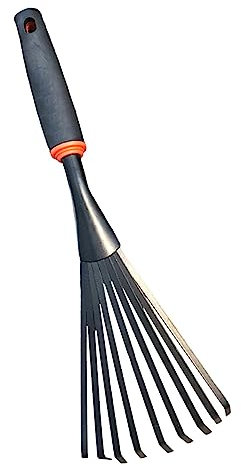 MagiDeal Râteau à feuilles de jardin à 9 dents avec poignée ergonomique, râteau à main en métal pour parterres de fleurs, arbustes, cour