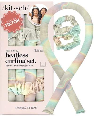Kitsch Satin Heatless Curling Set - Overnight Hair Curlers, Heatless Curls, No Heat Soft Curlers, Hair Rollers - Aura