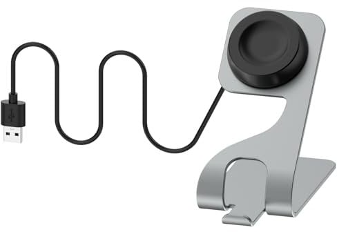 AWADUO Metall Anti-Rutsch Desktop Base Stand für Huawei Watch GT4 (46mm/41mm), mit Ladedock-Kabel, Ersatz Smart Watch Dock Stand Station (grau)
