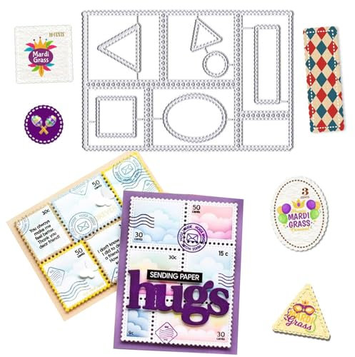 Kryzalite Briefmarken-Stanzformen für die Kartenherstellung, Rahmen, quadratische Stempel, Stanzformen für Scrapbooking, Papier, Basteln, Dekor, DIY-Fotoalbum