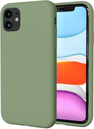 TAXXOE Coque en silicone avec iPhone 11 – Coque de protection ultra fine en silicone liquide, anti-chocs, doublure en microfibre anti-rayures, 6,1 po (vert matcha)