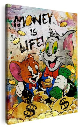 Artmazing | Tom und Jerry Bild bunt | S-Art Bilder | Tom und Jerry Bilder Modern | Coole Wandbilder Wohnzimmer | Wandbild Tom und Jerry Deko XXL | Bild Leinwand XXL | buntes Poster für Wand