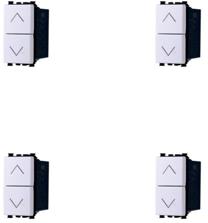 4 Pezzi Commutatore 2P 10A Pulsante Tapparelle, Compatibile Con Vimar Arke, Colore Bianco