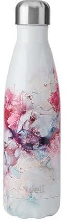 S'well Original Water Bottle, Rose Marble, 500 ml, Vacuum-Insulated Drinks Bottle Keeps Drinks Cold and Hot - BPA-Free Stainless Steel Hydration Bottle for On the Go