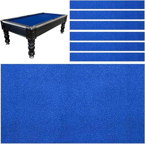Pool Table Cloth Felt Replacement Kit,7ft/8ft/9ft Indoor Sports Game Durable Billiard Tabel Cloth Cover with 6 Bottom Cloth for A Variety of Games Snooker(Size:8ft,Color:blau)