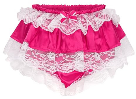 Satini Con Volant Pizzo Femminuccia Pieghettato Culotte Slip Lingerie Setoso Raso Biancheria Intima Mutandine (Rosa Fucsia, XXL)