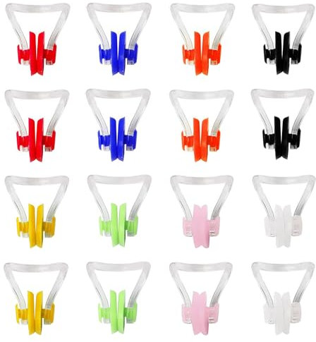 SYEYCW 16 Piezas Pinzas Nariz Natacion, Silicona Impermeable Clip, Nasales de Silicona para Nadar Reutilizable, Clips de Nariz para Nadar, para Adultos, Niños,Principiantes Nadadores, 8 Colores
