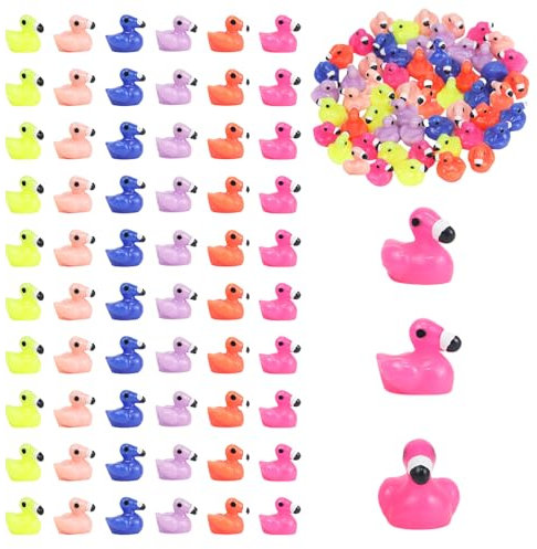 Goiern Lot de 60 mini flamants roses, minuscules animaux en résine, figurines décoratives pour jardin, maison de poupée, petits cadeaux