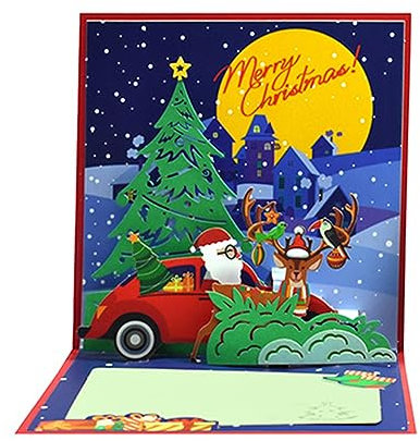 Exquisite Grußkarte für den Winter, Urlaub, Neujahr, Festival, Weihnachten, Cartoon, dreidimensionale Postkarte, Geschenk, Partyzubehör