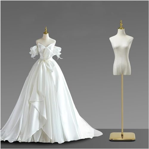 WENNEWU Gold, Schneiderpuppe, Weiblicher Torso Einer Schaufensterpuppe, Schneiderpuppe Für Brautkleider Mit Einstellbarer Höhe, Mit Verdickter, Quadratischer Unterseite