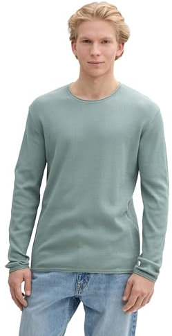TOM TAILOR Denim Herren Strickpullover aus Baumwolle, 28129 - Light Ice Blue, L