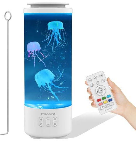 Les-Theresa Jellyfish Lamp, Led Quallen Aquarium Lampe Quallen Lampe mit Fernbedienung Bluetooth Quallenlampen mit 7 Farbwechsel mit 4 Lichtmodi Lavalampe Quallen Lampe, für Zuhause Dekoration (Weiß)