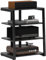 HOMCOM HiFi Stand, 4-Tier Media Storage Shelf with Adjustable Shelves, Power Strip Rack for Router, Record Player, Printer, Industrial TV Stand for up to 28 Inch TVs, Black
