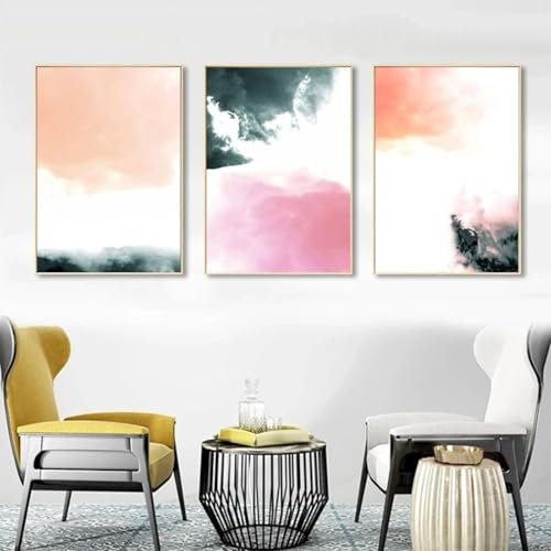 RDRDtbtr Peinture sur Toile tableau abstraite scandinave rose pastel affiches et peinture moderne Decoration d'intérieur pour salon maison 50 x 70 cm sans cadre