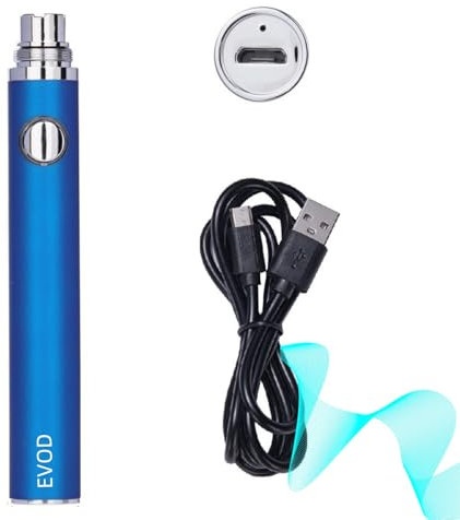 Neu aufgerüsteter Vape Evod 900 mAh battery - Niedriger Innenwiderstand, Micro USB Aufladung, stabile Ausgabe, E-Zigaretten eGo Akku mit Sicherheitsschutz (blau)