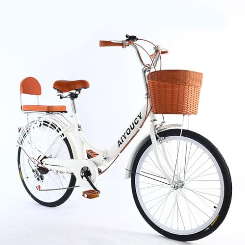 QXIWAOE Klapprad 24 Zoll Carbon Steel Speed City Fahrrad Tragbares leichtes Last Damen Princess Pendlerfahrrad