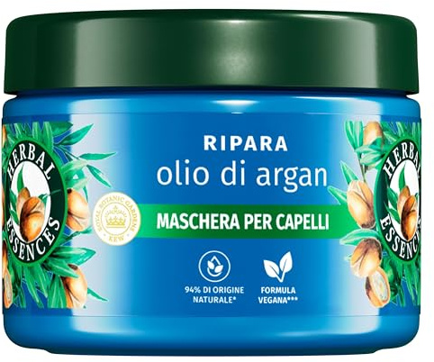 Herbal Essences Maschera per Capelli con Olio di Argan 300ml Ripara i Capelli Danneggiati, Nutrimento Intenso per Capelli Più Morbidi e Lisci. Con Ingredienti di Origine* Naturale. Vegano