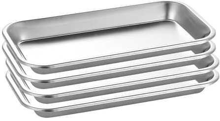 4 Pcs Instrument Tray, Dental Rectangular Tray, Stainless Steel Rectangular Laboratory Supplies Tray, Surgical Tray Dental Medical Tray, for Dental Lab Tool Instrument Storage, Tattoo Tool Trays
