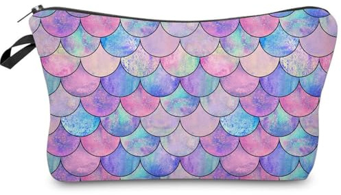 MHDAMAI Kosmetiktaschen,Kosmetikbeutel wasserdichte Polyester Baumwoll Make up Tasche Multifunktions Portable Reise Schminktasche Meerjungfrau Makeup Bag für Frauen Kinder Damen Mädchen