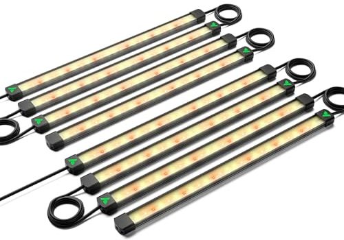 VIVOSUN LumaRay Lampada LED Grow 40 cm Set da 8, Luce Laterale a Spettro Completo con 60% Rosso per +25% di resa, per Grow Tent e Serre, Fissaggio Magnetico, Compatibile SGS