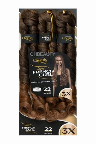 CHERISH SYNTHETIC CURLY BOUNCY HAIR EXTENSION BRAID - 3 x SPIRAL FRENCH CURL 22 (COLOR T30)