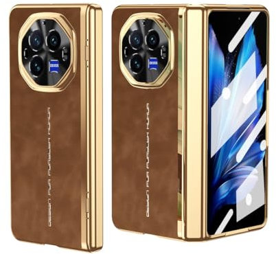 tuanshunhengb Étui à Rabat pour Smartphone for Vivo X Fold 3 Pro Case with Screen Protectoion, Full Body Hinge Protection Cases, Rugged Cover for Vivo X Fold 3 Pro(Kahverengi)