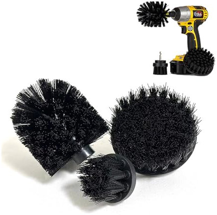 Brochas de taladro de 3 piezas de cepillos eléctricos para limpieza, para limpiar suelos domésticos y empresas, ladrillos, inodoros, bañeras, lavabos, coches, etc. (negro)