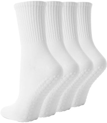 BONANGEL Pilates Socken Damen (4 Paar) Rutschfeste mit Noppen Antirutsch Socken für Schwanger Stoppersocken für Yoga