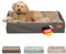 HS-Hundebett® Hundebett Kunstleder M (70x100 cm) – Dog Bed für kleine & große Hunde – Pflegeleicht & Formstabil – Waschbares Hundekörbchen & Hundesofa – Hygienisch & robust – Stein, Made in DE