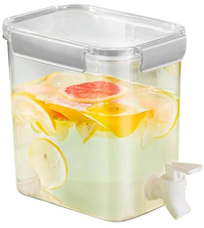 Lunaanda 3.5 L Fridge Water Dispenser with Tap, BPA Free Drinks Dispenser Cold Beverage Dispenser, Water Container Space-Saving Jug for Juice, Iced Tea, Lemonade, Milk, Cold Brew (Grey)