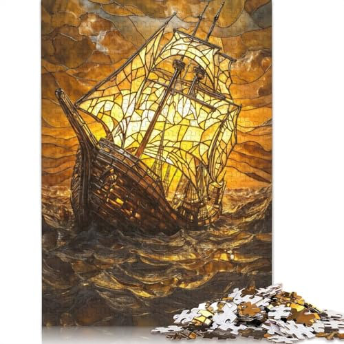 Goldenes Puzzle mit sinkendem Schiff, Familienspaß, rechteckiges Papierpuzzle für Jungen oder Mädchen, Kindertagsgeschenke, 1000 Teile (75 x 50 cm)